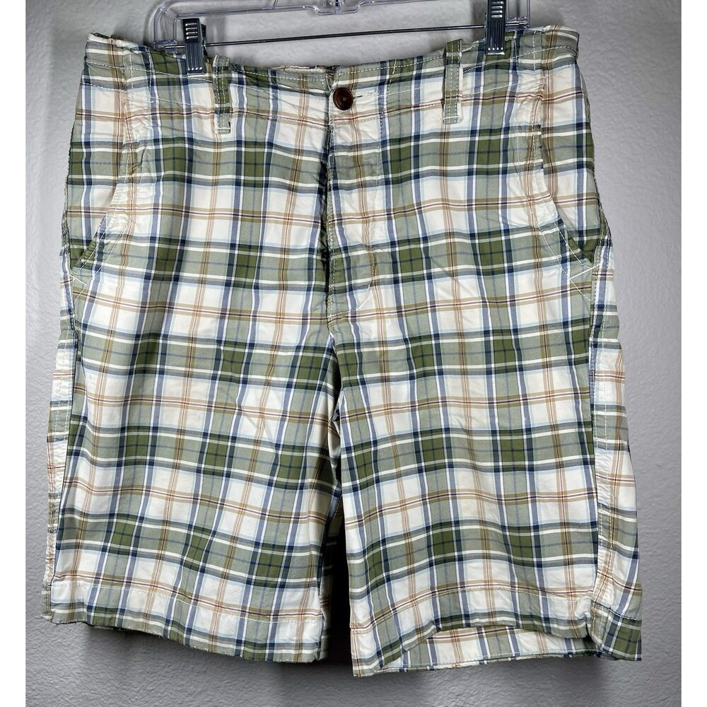 Vintage Abercrombie & Fitch Shorts Mens Size 33 Yellow Green Plaid Lightweight
